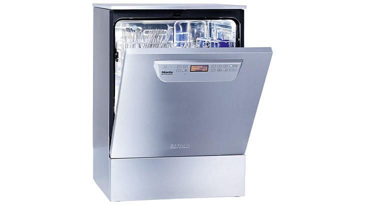 Miele PG 8581 Undercounter Washer-Disinfector, slightly open
