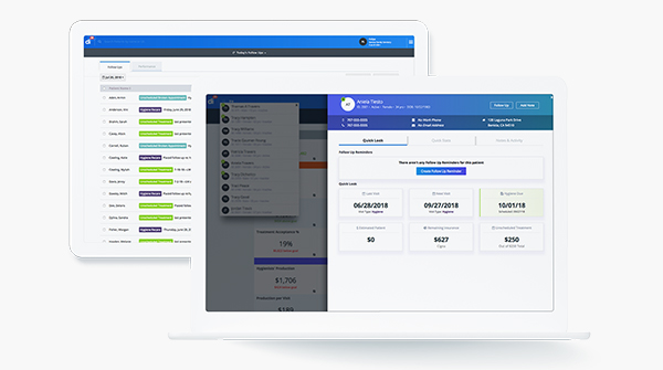 Screenshot of Dental Intelligence for practice analytics showing provider performance tracking