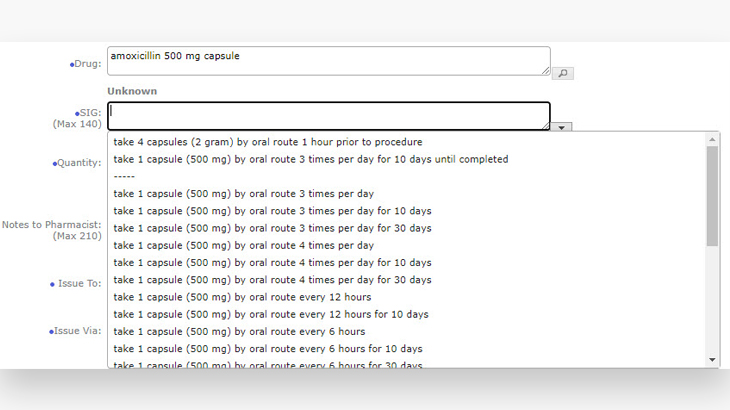 Screenshot of Eaglesoft ePrescriptions for dental practices